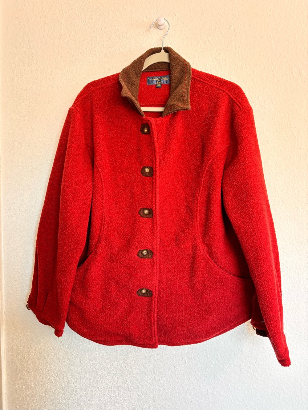 Vintage Cabela’s Sasha Pierji Red Fleece Jacket XXL Button Front Outdoor Coat